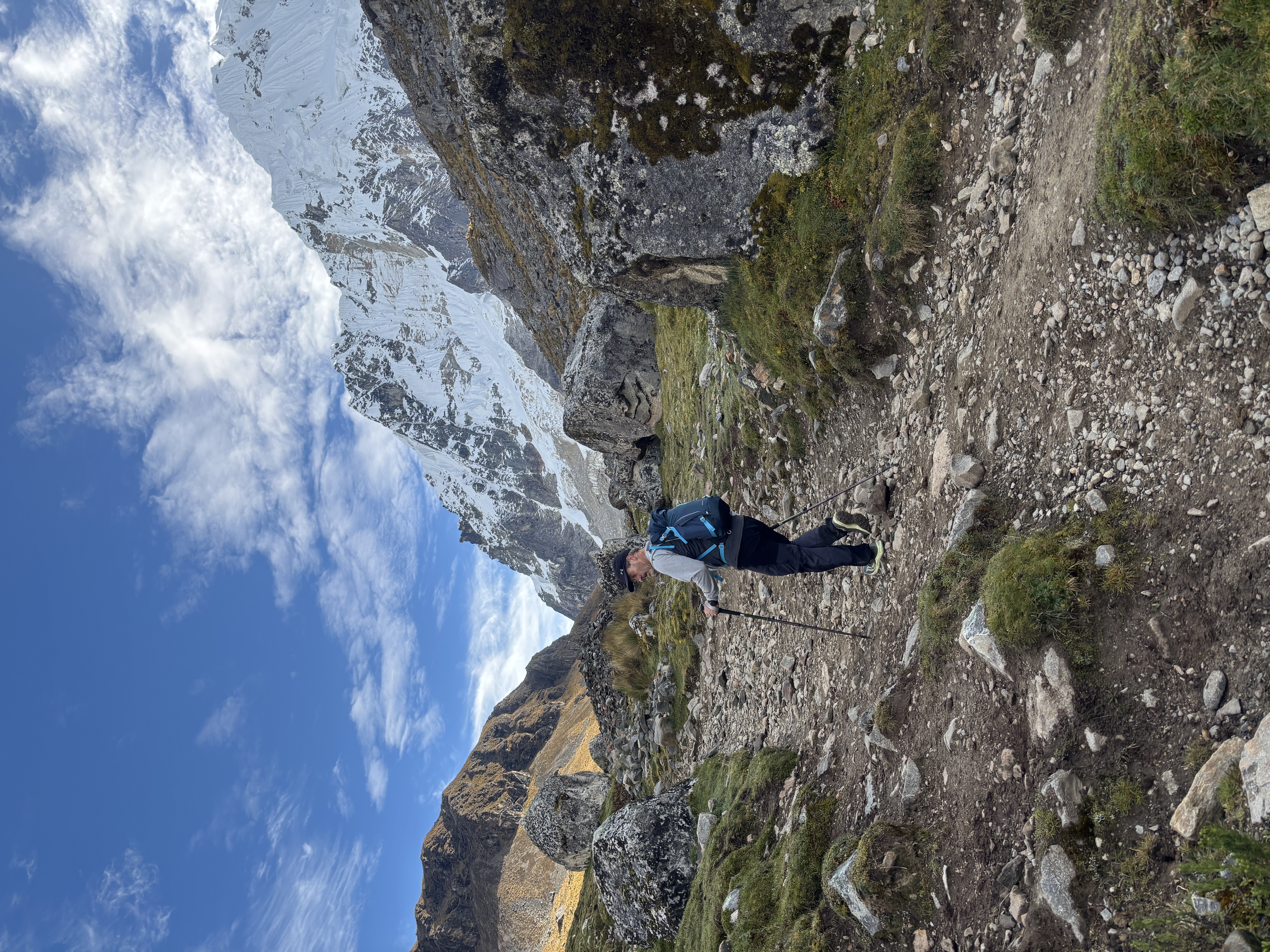 Stéphane hiking a mountain trail